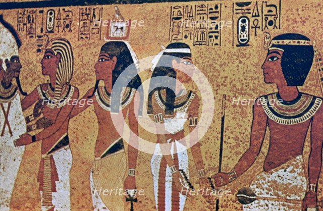 Wall paintings in the Tomb of Tutankhamun, Valley of the Kings, Luxor, Egypt. Artist: Unknown