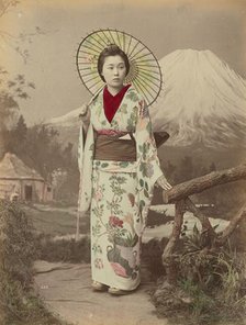 Woman with Parasol, 1880s-1890s. Creator: Kusakabe Kimbei.