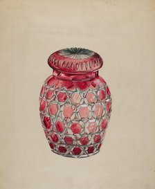 Ruby Case Glass Rose Jar, c. 1936. Creator: Edward D. Williams.