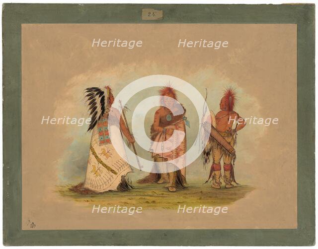 A Pawnee Chief with Two Warriors, 1861/1869. Creator: George Catlin.