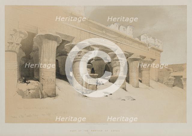 Egypt and Nubia Volume I: Portico of the Temple Edfou, Upper Egypt, 1846. Creator: Louis Haghe (British, 1806-1885); F.G.Moon, 20 Threadneedle Street, London.