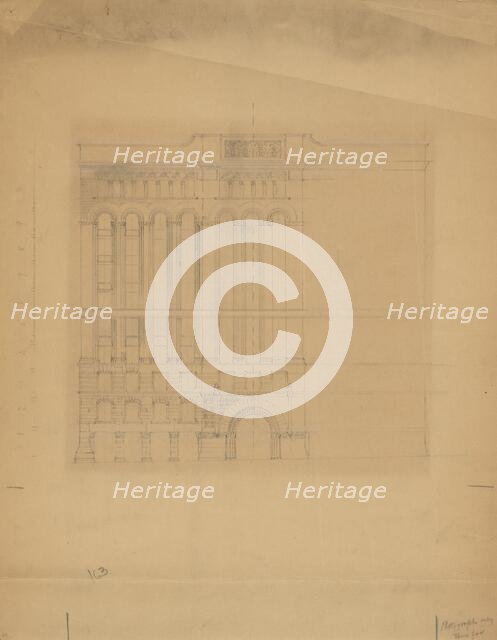 Mills Building, San Francisco, California, Design Sketch, c. 1890. Creator: Burnham and Root.