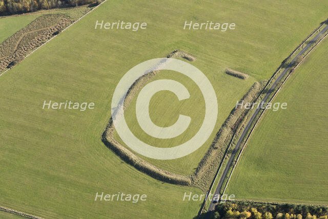 Knolbury, a possible Iron Age univallate hillfort earthwork on Barley Hill, near Chadlington, 2016. Creator: Damian Grady.