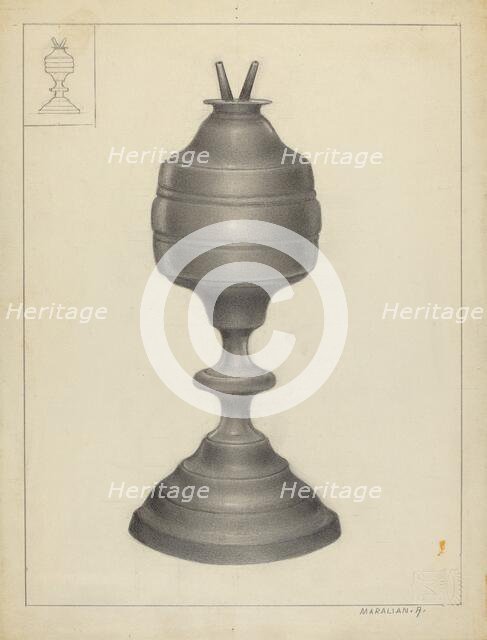 Camphene Lamp, 1935/1942. Creator: Arsen Maralian.