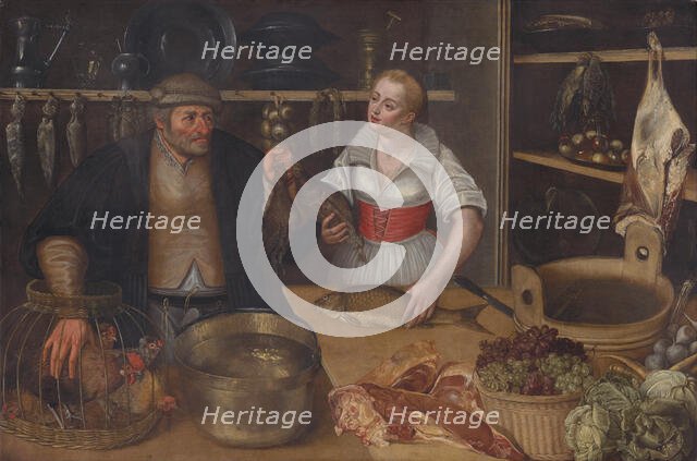 Poultry Seller (Market Scene), before 1600. Creator: Workshop of Lucas van Valckenborch.
