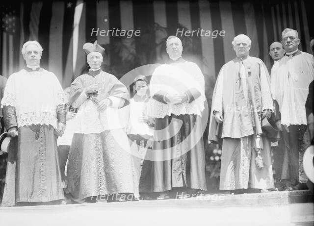 Military Field Mass; Mons. Coleman J. Nevils S.J.; Cardinal Gibbons; Unidentified; Father..., 1912. Creator: Harris & Ewing.