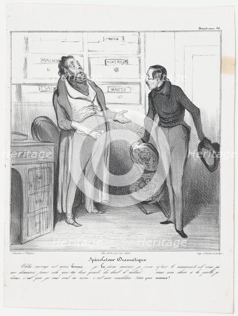 Plate 46: Spéculateur Dramatique, 1838.  Creator: Honore Daumier.