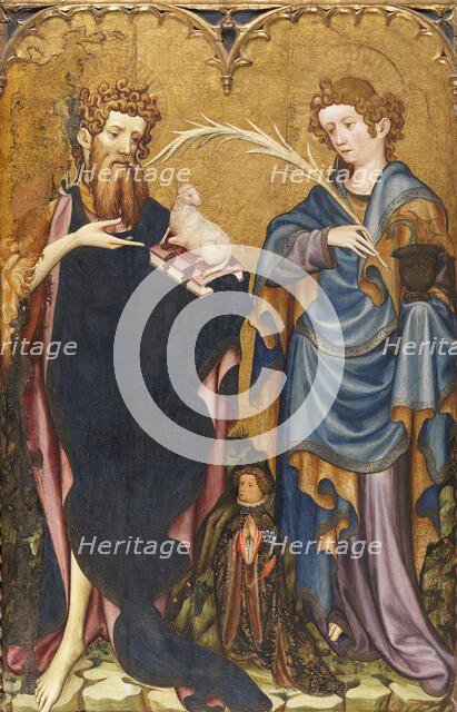 Saint John the Baptist and Saint John the Evangelist with a Donor, 1410. Creator: Joan Mates.