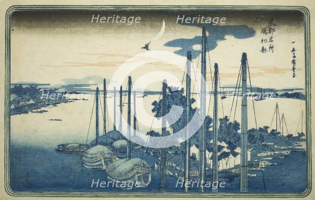 First Cuckoo of the Year at Tsukuda Island (Tsukudajima, hatsu hototogisu), from the..., c. 1831. Creator: Ando Hiroshige.