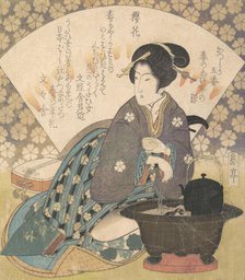 Courtesan Drinking Tea, ca. 1830. Creator: Gakutei.