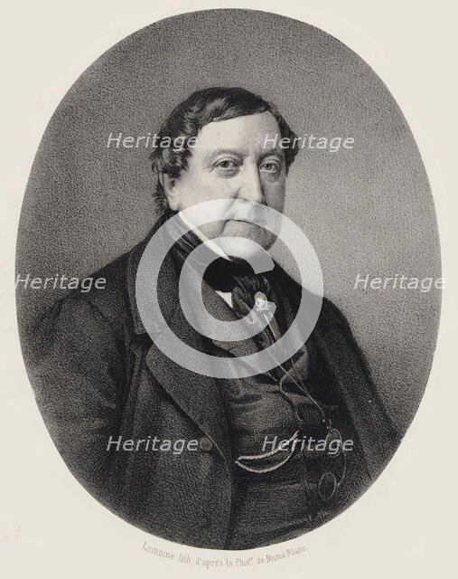 Portrait of the composer Gioachino Antonio Rossini (1792-1868), 1864. Creator: Lemoine, Alfred (1824-1881).
