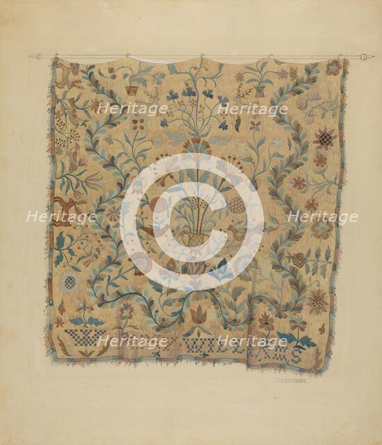 Embroidered Coverlet, c. 1936. Creator: Jules Lefevere.