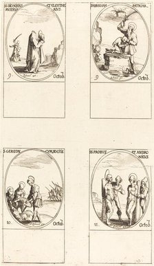 St. Dionysius, Rusticus & Eleutherius; St. Abraham; St. Gereon & Companions; Sts. Pro. Creator: Jacques Callot.