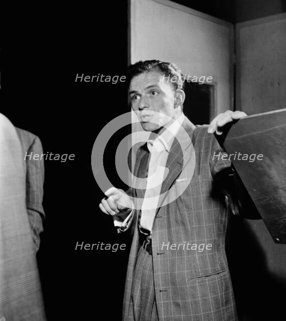 Portrait of Frank Sinatra, Liederkrantz Hall, New York, N.Y., ca. 1947. Creator: William Paul Gottlieb.
