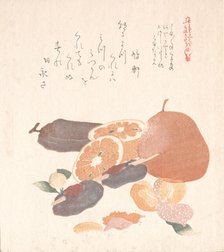 Oranges and Dried Persimmons, 19th century. Creator: Kubo Shunman.