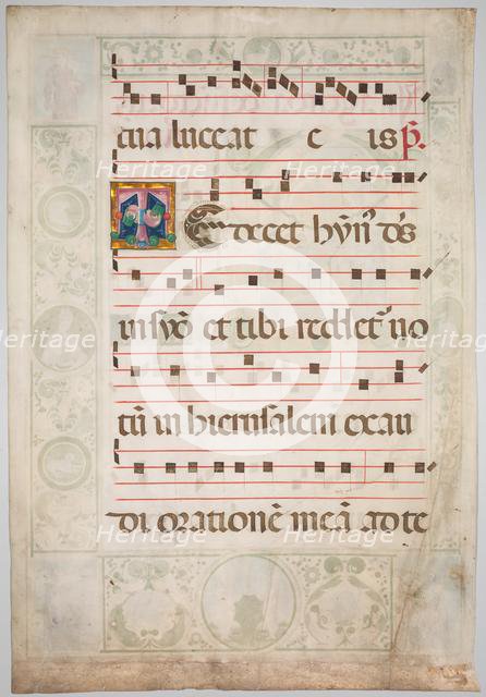 Leaf from a Gradual: Decorated Initial (verso), c. 1480. Creator: Jacopo Filippo d' Argenta (Italian, 1501).