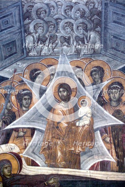 Christ with the soul of the Virgin at the Gates of Heaven, 1321-1322. Artist: Anonymous  