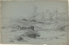 A Rocky Meadow by a River, c. 1840. Creator: Jean Achille Benouville.