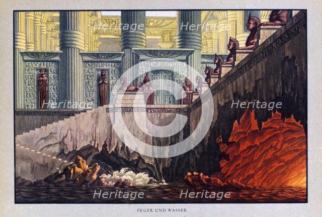 Fire and Water, The Magic Flute, 1816.  Artist: Karl Friedrich Schinkel