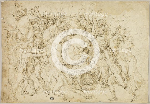 Battle between Cavalry and Foot Soldiers. Creator: Unknown.