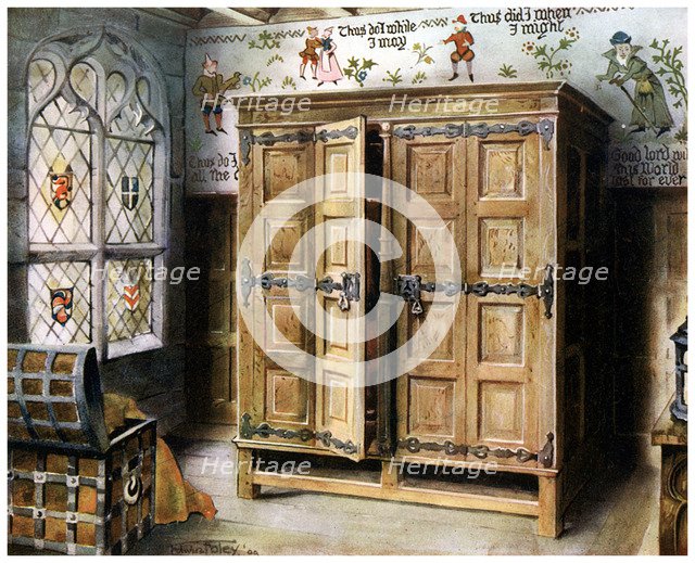 Oak press, Strangers' Hall, Norwich, Norfolk, 1910.Artist: Edwin Foley