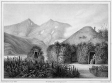 Dwelling at Unalaska, Aleutian Islands, 19th century. Creators: Friedrich Heinrich Kittlitz, Victor Adam, Godefroy Engelmann, Leon Jean-Baptiste Sabatier.