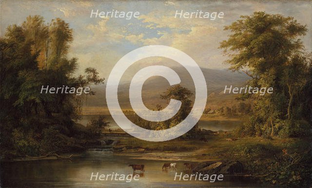 Landscape with Cows Watering in a Stream, 1871. Creator: Robert Seldon Duncanson.