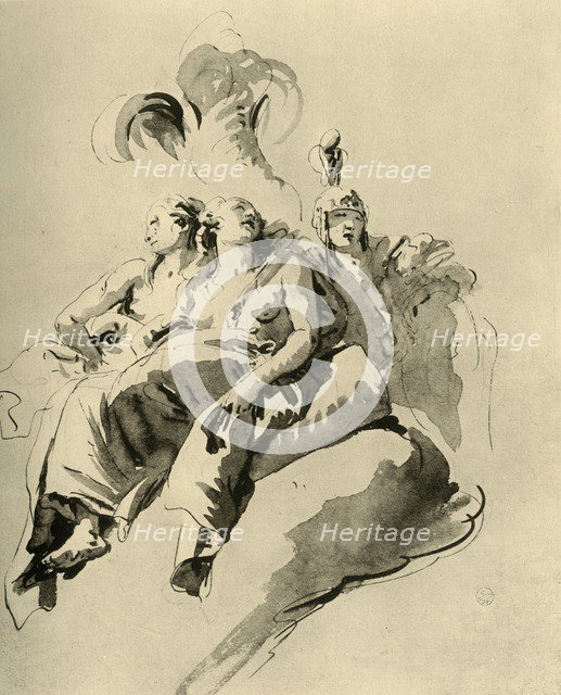 'Two young Women and a Soldier', mid 18th century, (1928). Artist: Giovanni Battista Tiepolo.