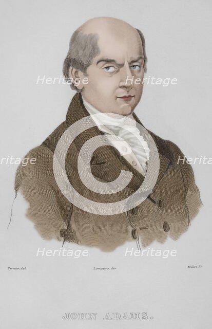 John Adams, (1735-1826), American politician, leader of the American Revolution, 1837, (1850).  Creator: Emile Louis Vernier.