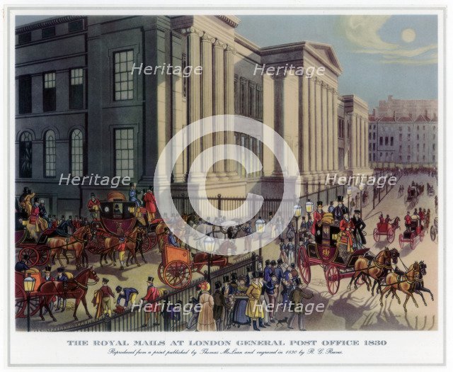 'The Royal Mails at London General Post Office', 1830. Artist: R Reeves