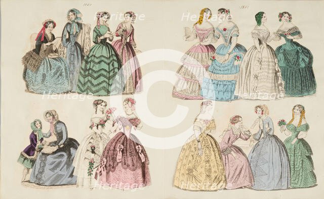 Costume plates, 1850 - 1851. Creator: Unknown.