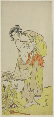 The Actor Ichikawa Danjuro V as Soga no Dozaburo (?) in the Play Shida Yuzuriha Horai..., c. 1775. Creator: Shunsho.