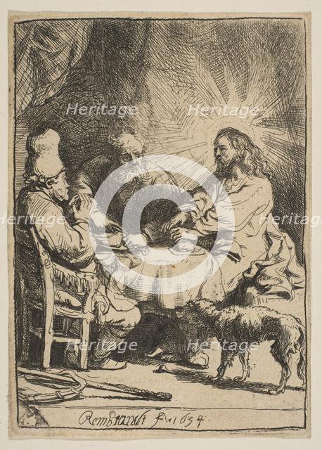 Christ at Emmaus: The Smaller Plate, 1634. Creator: Rembrandt Harmensz van Rijn.