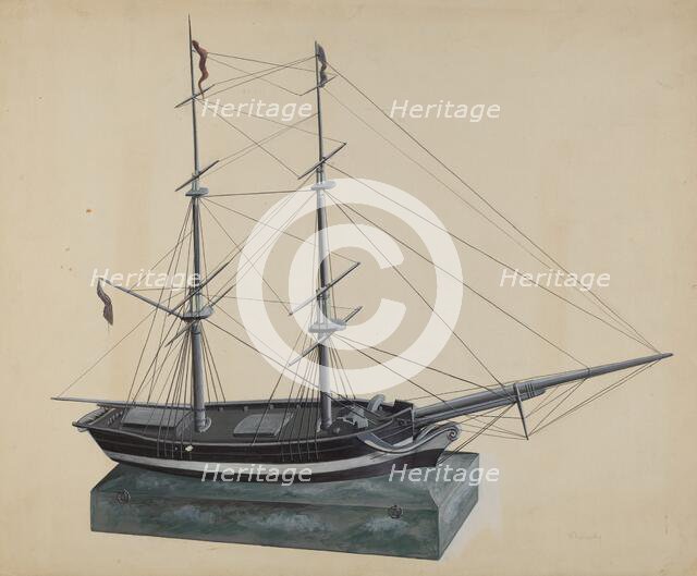 Model Brig, c. 1937. Creator: William Kerby.