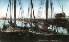 Lowestoft harbour, Suffolk, 1909. Artist: Unknown