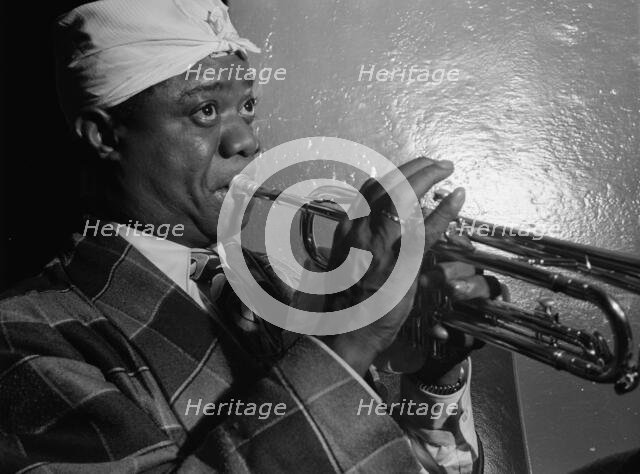 Portrait of Louis Armstrong, Aquarium, New York, N.Y., ca. July 1946. Creator: William Paul Gottlieb.