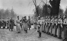 Emperor Karl I of Austria visiting Kaiser Wilhelm II at Army headquarters, World War I, 1917. Artist: Unknown