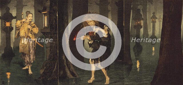 Taira no Tadamori Captures the Priest of Mido, 1884. Creator: Kobayashi Kiyochika.