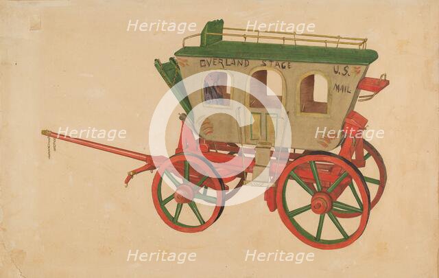 Wooden Model of Overland Stage, c. 1937. Creator: Lucille Chabot.
