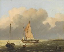 Seas off the Coast, with Spritsail Barge, 1697. Creator: Ludolf Bakhuizen.