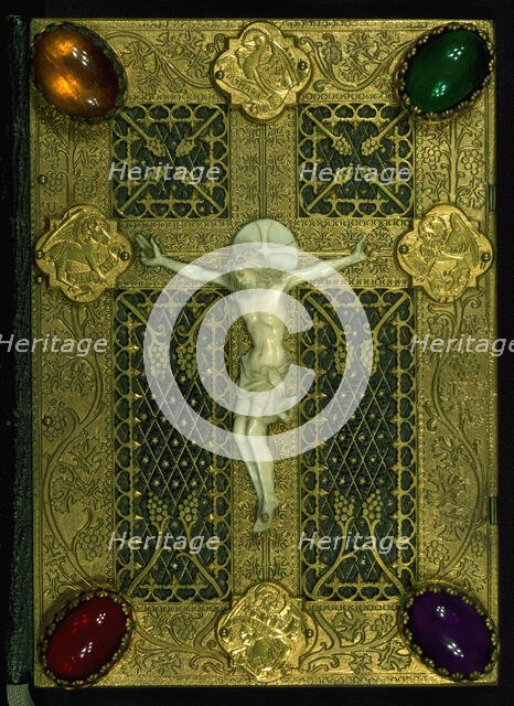 Book cover with crucifixion, 19th century. Creator: Circle of Willem Vrelant.