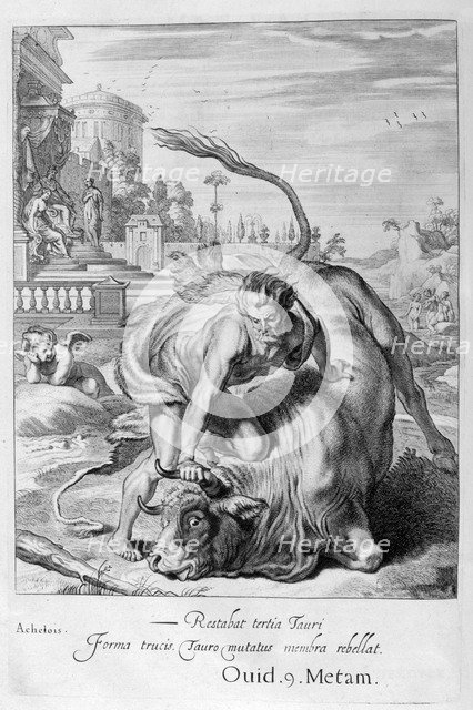 Achelous in the shape of a bull is vanquished by Hercules, 1655. Creator: Unknown.