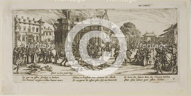 Destruction of a Convent, plate six from The Large Miseries of War, n.d. Creator: Gerard van Schagen.