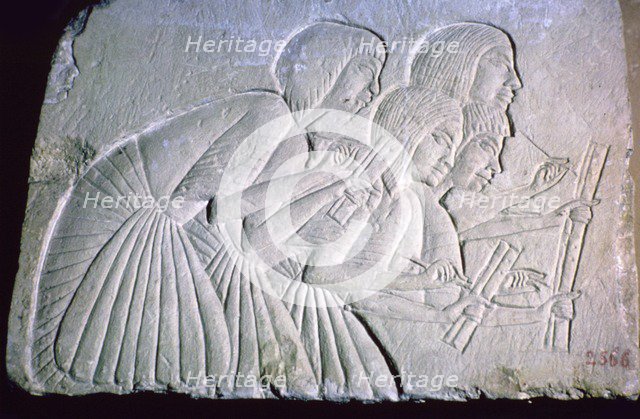 Egyptian relief of scribes. Artist: Unknown