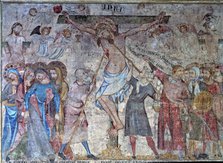 'Crucifixion', detail of mural Painting as a tapestry whose theme is 'Passion of Christ', 1330 w…