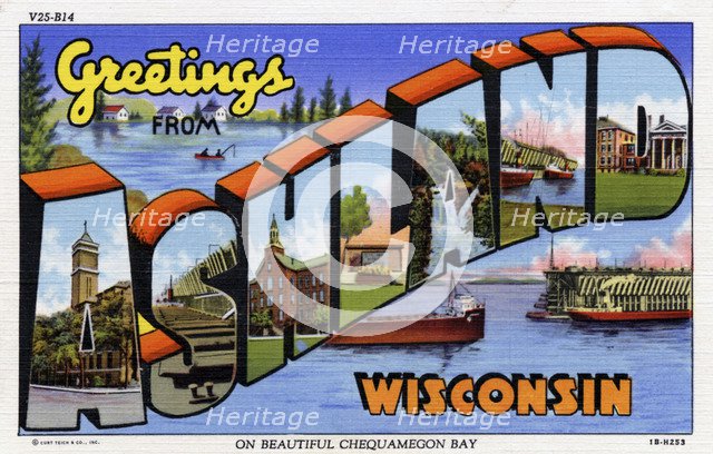 'Greetings from Ashland, Wisconsin', postcard, 1941. Artist: Unknown