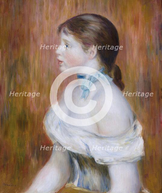Jeune fille au ruban bleu (Girl with blue ribbon), 1888. Creator: Renoir, Pierre Auguste (1841-1919).