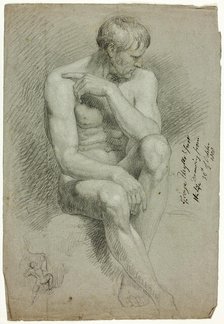 Seated Male Nude with Sketch of Nude Archer, October 20, 1808. Creator: George Hayter.