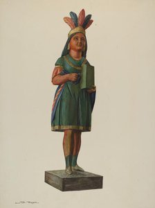 Wooden Pocahontas Store Figure, c. 1937. Creator: Stanley Mazur.
