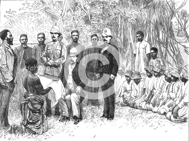 ''The Governor of Lagos, and the Envoys of the King of Dahomey', 1891. Creator: Unknown.
